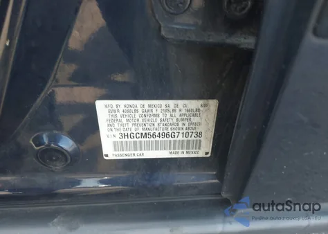 2006 Honda Accord 2.4 Lx из США, поврежденный, VIN 3HGCM56496G710738